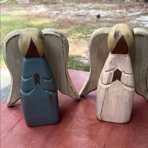 Wooden Angel Figurines Set